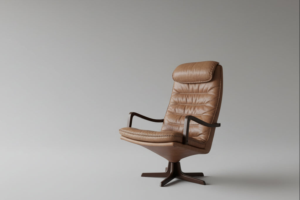 Dänischer Luxus: Berg Furniture C90 Leder-Lounge-Sessel (ca. 1970)