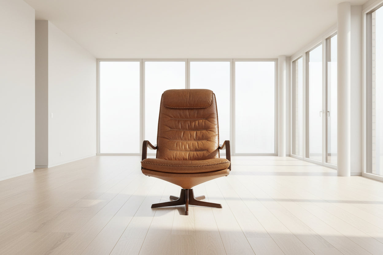 Dänischer Luxus: Berg Furniture C90 Leder-Lounge-Sessel (ca. 1970)